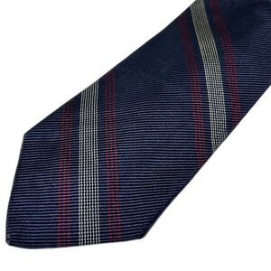 Robert Talbott Best of Class Navy White Red Diagonal Striped Silk Cotton Tie
